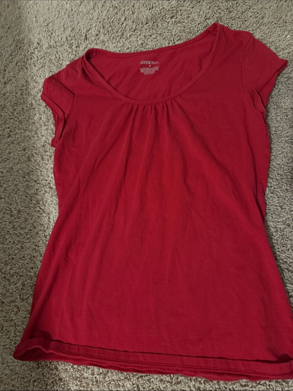 Merona Red Cap Sleeve Scoop Neck Tee